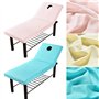 Lot de 2 draps de massage universels avec trou pour le visage - Pour salon de beauté - Élastique - Doux pour le visage - Gris