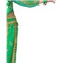 Robe de danse indienne folklorique 3 pièces pour femme – Costume arabe à manches longues (haut, pantalon, écharpe à la taille) (
