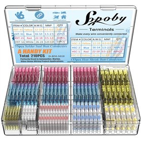 Sopoby 210 pcs Cosses Electriques Souder Gaine Thermorétractable Terminaux Cuivre Electrique