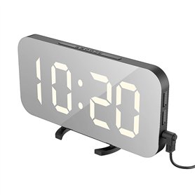 EXTSUD Réveil Numérique LED Miroir Horlogue Digital Luminosité Réglable pour Maison