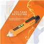 Testeurs de Tension,PEAKMETER 12V-1000V Flat Head Alarme sonore sans Détecteur de Tension avec Lampe de Poche