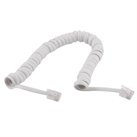 sourcing map RJ9 4P4C Bouchons enroulé Cordon téléphonique Extensible combinés Blanc cassé