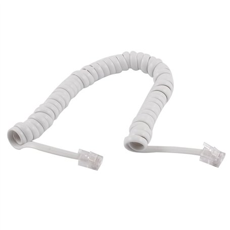 sourcing map RJ9 4P4C Bouchons enroulé Cordon téléphonique Extensible combinés Blanc cassé