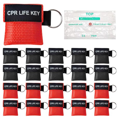 20pcs CPR Masque Porte-Clés Kit D'urgence Barrière Respiratoire Porter Secours Boucliers De Visage Avec Barrière De Respiration