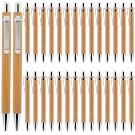 Delamiya Lot de 30 stylos à bille en bambou de qualité supérieure - Pour écriture