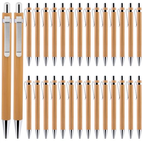 Delamiya Lot de 30 stylos à bille en bambou de qualité supérieure - Pour écriture