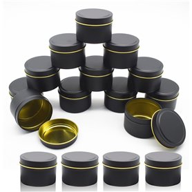 YIDM Accessoires pour Fabrication de Bougies DIY Pot à Bougie Noir : 16 Pièces Récipients Métalliques 2.2oz