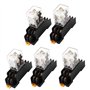 sourcingmap Bobine 24V AC voyant lumineux rouge relais puissance DPST 8 broches 5 pcs + Base Prise