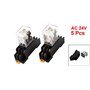 sourcingmap Bobine 24V AC voyant lumineux rouge relais puissance DPST 8 broches 5 pcs + Base Prise