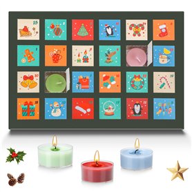 Teokantz Calendrier de l'Avent avec 24 bougies chauffe-plat parfumées différentes