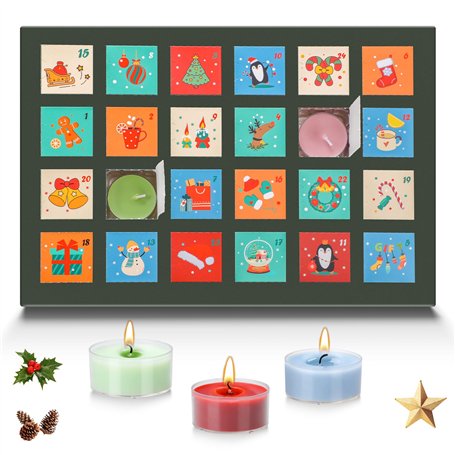 Teokantz Calendrier de l'Avent avec 24 bougies chauffe-plat parfumées différentes