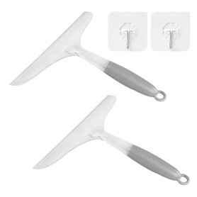 MEMOFYND Lot de 2 raclettes de nettoyage pour vitres avec 2 crochets en plastique