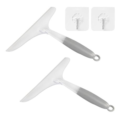 MEMOFYND Lot de 2 raclettes de nettoyage pour vitres avec 2 crochets en plastique