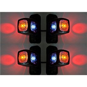 Lot de 4 marqueurs lumineux latéraux arrière triple fonction 24 V 12 V pour remorque/van/camion/caravane/châssis/mobile home Ora