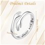 Bague de Câlins, Bague Argent Sterling 925 Femme always with you Réglable Anneau Ouvert Bague Pouce Bague Empilable Bagues Bijou