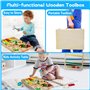 Jouet Boîte à Outils Enfant, 34 Pièces Jouet en Bois Malette Outils et Établis, Créatif et Éducatif DIY 3D Jeux de Construction,