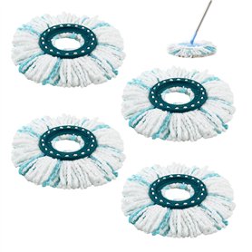 4 Pièces pour Leifheit Têtes de Rechange，Système à 2 Fibres Balai，Parfaitement compatible Leifheit Serpillière Franges De Rempla