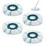 4 Pièces pour Leifheit Têtes de Rechange，Système à 2 Fibres Balai，Parfaitement compatible Leifheit Serpillière Franges De Rempla