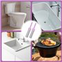 BUCOMTU Lot de 6 nettoyants de toilettes en pierre ponce avec 2 poignées, pierre ponce remplaçable, nettoyant pour toilettes, ba