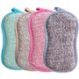 JJiaoLinin Lot de 4 Eponge Reutilisable Lavable de Cuisine，Éponge Microfibre，Anti Rayure et Multi-Surfaces，pour Nettoyer la Vais