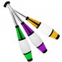 Juggle Dream Euro Clubs Lot de 3 clubs de jonglage pour débutant à intermédiaire avec sac de jonglage Cascade Vert Violet Doré