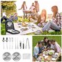 Ensemble de Couverts de Camping 13 pièces, Portable et Durable, ustensiles de Plein air en Acier Inoxydable pour Le Camping et L