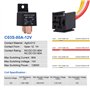 Ehdis Relais 12V 80A 4 Pin Car Truck Motor Heavy Duty on/Off normalement Ouvert SPST Relais Socket Plug-4 Fils Automobile