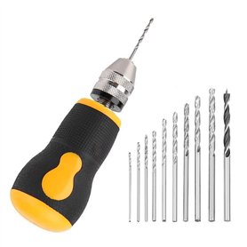 Mini perceuse manuelle portable avec 10 forets hélicoïdaux de 0