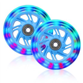 BYZESTY Lot de 2 roues lumineuses pour trottinette Stunt - LED de 100 mm - Avec ABEC - 7 roulements à billes - Roues de rechange