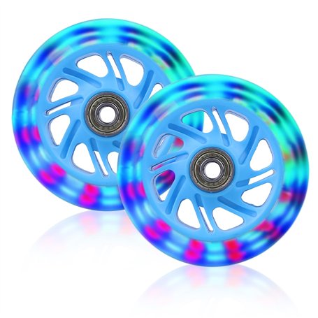 BYZESTY Lot de 2 roues lumineuses pour trottinette Stunt - LED de 100 mm - Avec ABEC - 7 roulements à billes - Roues de rechange