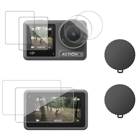 YPYMOD 2 Ensembles Protection D'écran pour DJl Action 4 + Capuchon D'objectif en Silicone