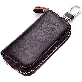 iSuperb® Étui à clés en Cuir Porte-Cartes Porte-Monnaie Porte-Monnaie Sac à Poche Sécurité avec Crochet Clip 11x6x2.5cm (café)