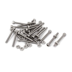sourcing map M3x 28mm tête hexagonale Boulons vis moletée Écrous de Lot de 20