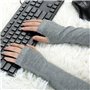 sourcing map Gants chauffe-bras longueur coude pour femmes, 1 paire, trou pour le pouce, sans doigts gris One Size