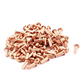 sourcing map 100pcs rivets solides attaches 1/8 "x 5/16" tête ronde en cuivre