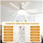 Ventilateur Plafond Avec Lumiere, E27 ventilateur De Plafond Avec Télécommande,3 vitesses,Temporisable, Silencieux & plafonnier 