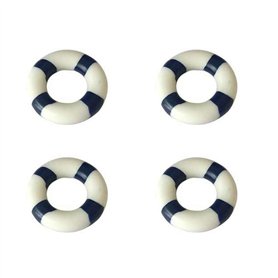 Amosfun 10pcs Mini Bouée de Sauvetage en Bois Décorative Nautique Décorations Plage Miniature Micro Paysage (Bleu)
