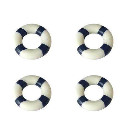 Amosfun 10pcs Mini Bouée de Sauvetage en Bois Décorative Nautique Décorations Plage Miniature Micro Paysage (Bleu)