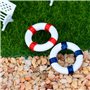 Amosfun 10pcs Mini Bouée de Sauvetage en Bois Décorative Nautique Décorations Plage Miniature Micro Paysage (Bleu)