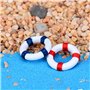 Amosfun 10pcs Mini Bouée de Sauvetage en Bois Décorative Nautique Décorations Plage Miniature Micro Paysage (Bleu)