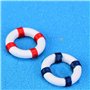 Amosfun 10pcs Mini Bouée de Sauvetage en Bois Décorative Nautique Décorations Plage Miniature Micro Paysage (Bleu)