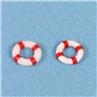 Amosfun 10pcs Mini Bouée de Sauvetage en Bois Décorative Nautique Décorations Plage Miniature Micro Paysage (Bleu)