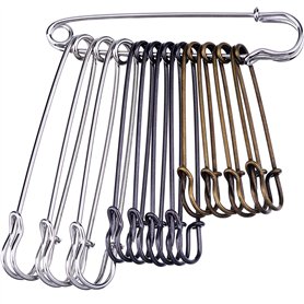 12 Pièces Grandes Épingles de Sûreté en Acier Inoxydable Pins de Sécurité Grandes