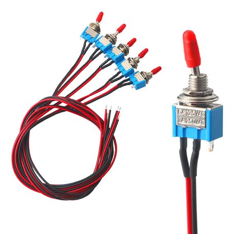 FULARR 5Pcs Professionnel Voiture Mini Commutateur à Levier avec Pré-Câblé