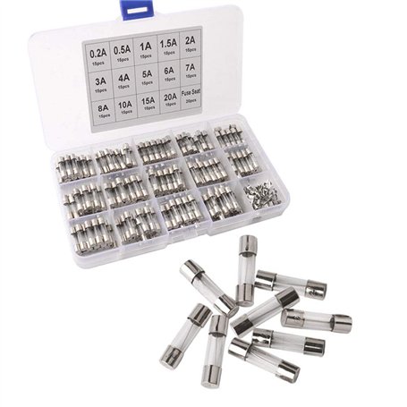 FULARR® 230Pcs 5X20mm Professionnel Voiture Fast-Souffler Verre Tube Fusible Kit: 210Pcs Rapide Coup Verre Tube Fusible + 20Pcs