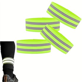 Lot de 4 pinces à pantalon de vélo élastiques avec bandes réfléchissantes puissantes