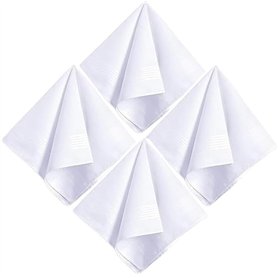 Lot de 4 mouchoirs en tissu blanc