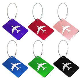 Ensemble d'étiquettes de bagages – 6 étiquettes valise en aluminium avec câble en acier