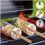Ensemble de paniers de grillage enroulable emboîtables 2 Paniers de barbecue cylindriques en acier inoxydable avec poignée en bo