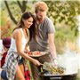 Ensemble de paniers de grillage enroulable emboîtables 2 Paniers de barbecue cylindriques en acier inoxydable avec poignée en bo
